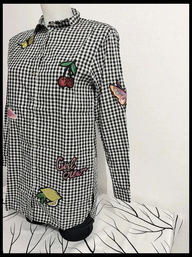 Camisa longa xadrez com bordados H&M Divided – photo 4
